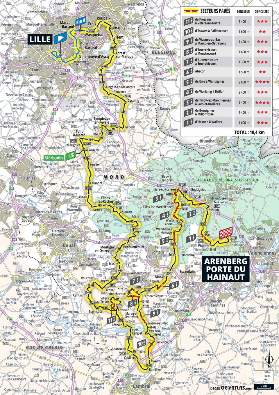 Le Tour de France - Carte de l'étape 5 Le Tour de France - Carte de l'étape 5